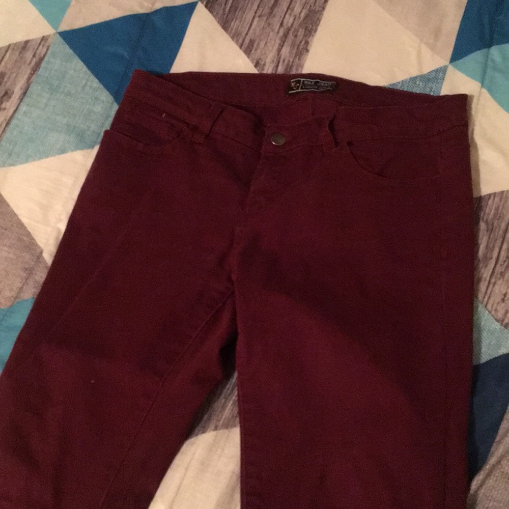Red premium denim high waisted jeans